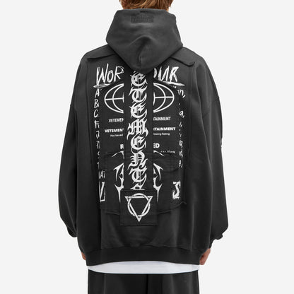 Vetements Oversized Hoodie J’adore Hardcore Patchwork Black Patched Logo