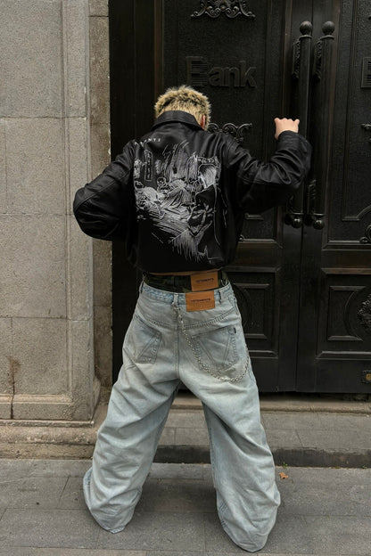 ERD Melancholic Heir PU Lambskin Jacket -Custom-Dyed Coated Cropped Leather Coat