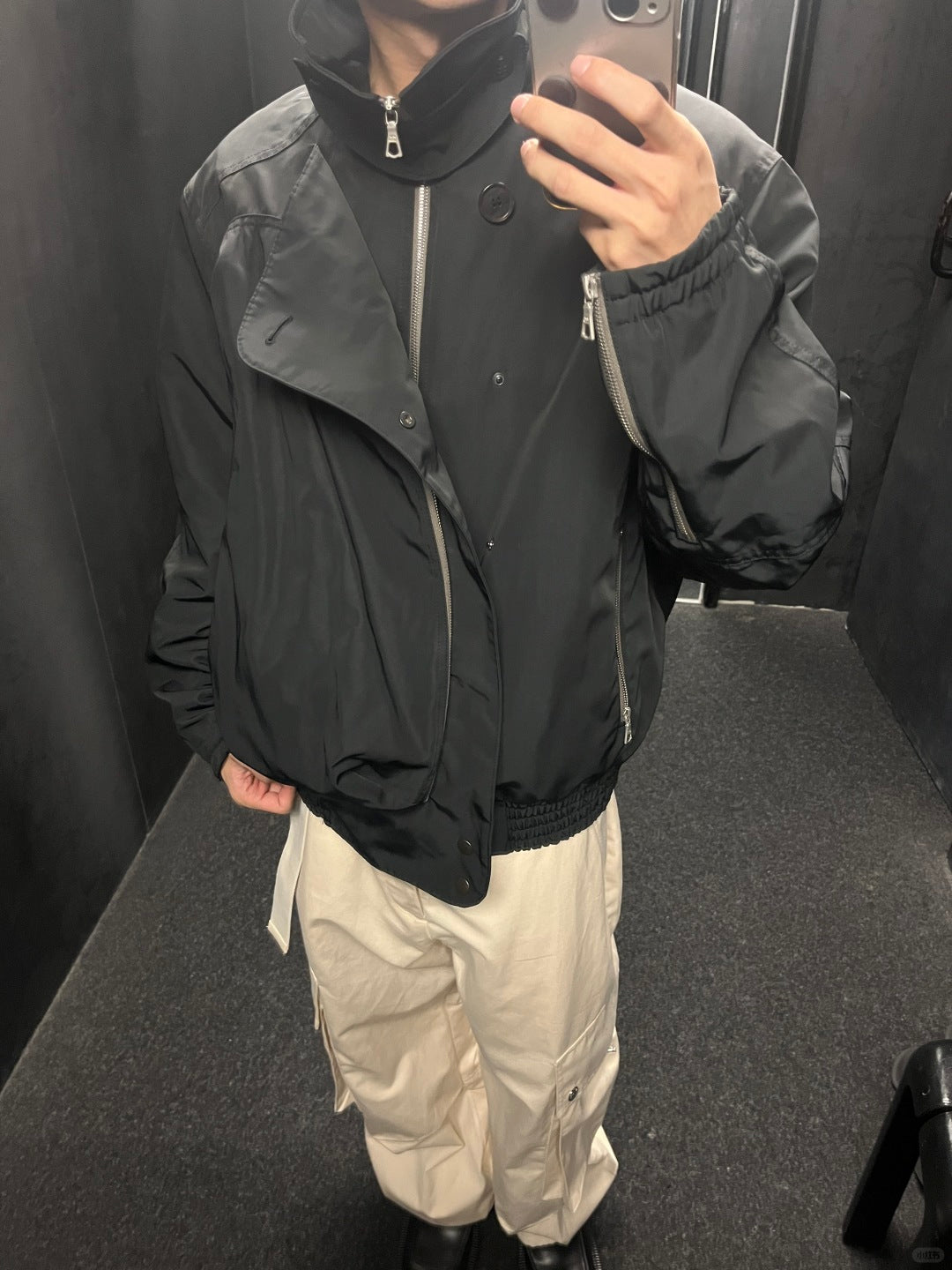 DVN AW24 Asymmetric Cocoon Zip Jacket - Nylon Utility Pants Set Oversized Pocket