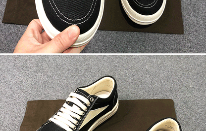RO 22SS Vintage Leather Low-Top Sneaker Rick Owens - Black/Milk - 