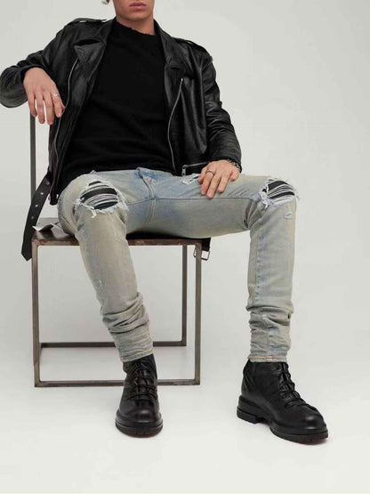 424 on Fairfax Ankle Boots - SS22 Crinkled Zip High-Top Retro Thick-Soled Lambskin
