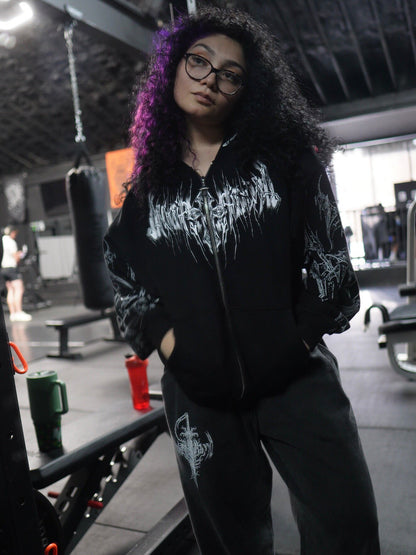 Breathedivinity Dark Gothic Zip-Up Hoodie - 420g French Terry