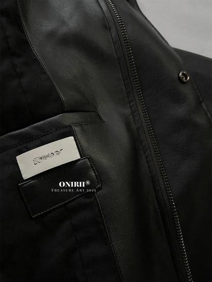 Heavyweight Le*maire Quilted Jacket Imported Lamb Wool Collar Gray-Black Padded Coats