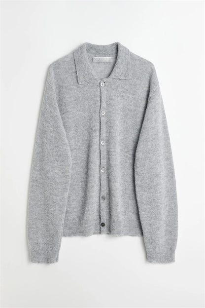 donclick 24FW Our Legacy Mohair Wool Blend Cardigan Light Grey Relaxed Fit Knit