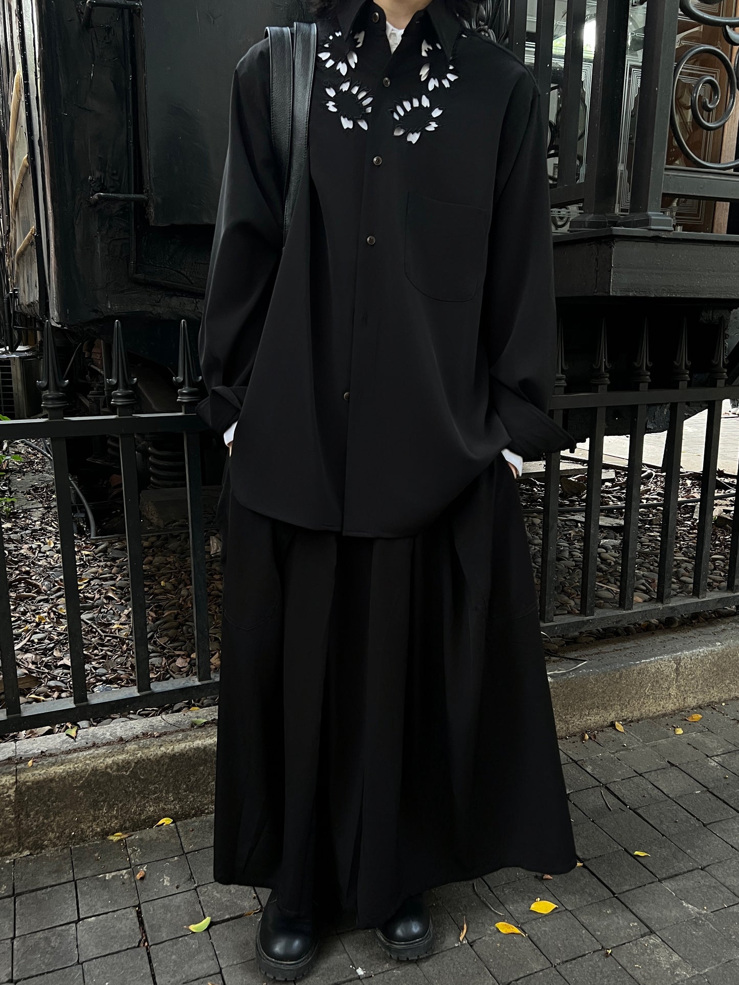 Yohji ’Flower & Youth’ Wool Shirt Jacket - Cherry Blossom Cut-Out Detailing