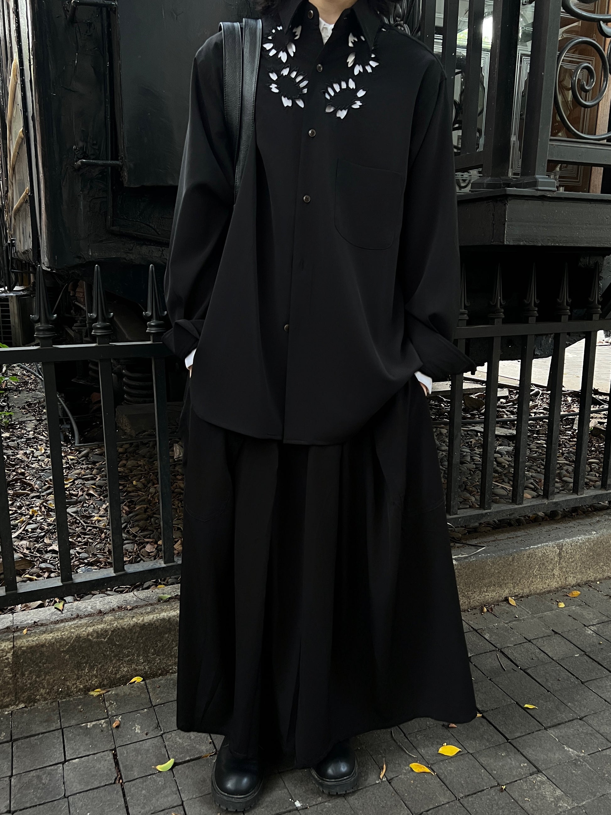Yohji ’Flower & Youth’ Wool Shirt Jacket - Cherry Blossom Cut-Out Detailing
