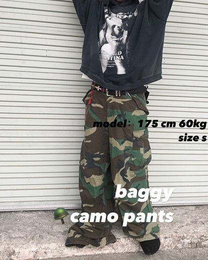 Vintage M65 Remake Camo Work Pants - Baggy Wide-Leg Trousers Playboi Carti
