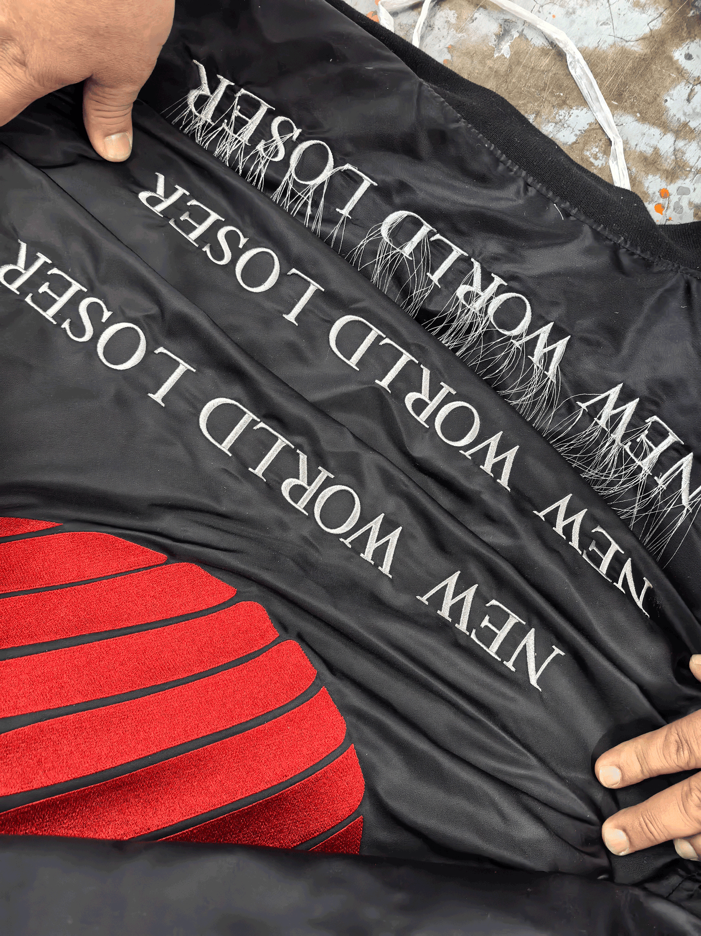 Hood By Air Fringe Bomber – HBA Embroidered Slogan Jacket