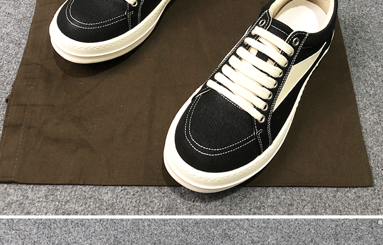 RO 22SS Vintage Leather Low-Top Sneaker Rick Owens - Black/Milk - 
