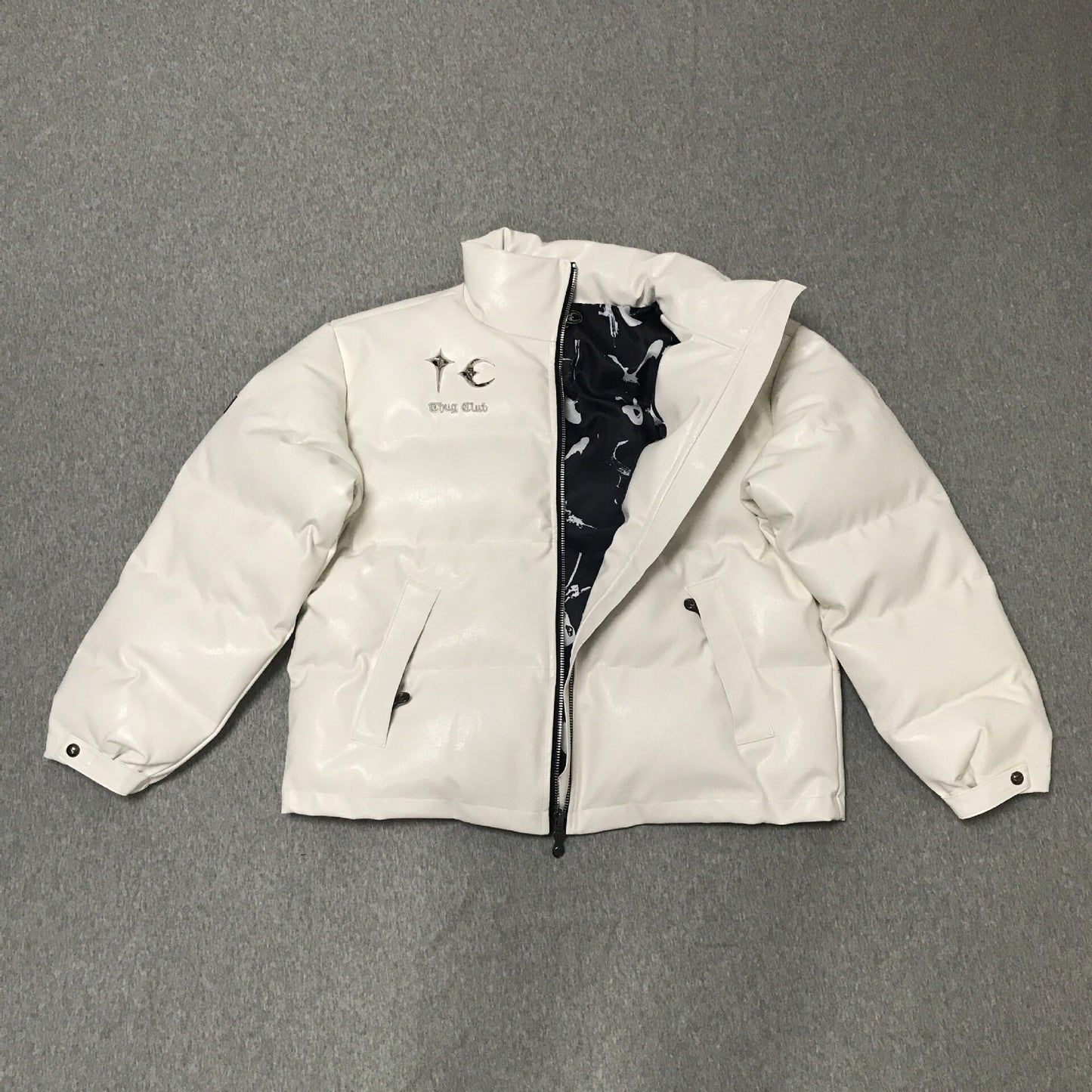 Thug Club ’Drip’ Puffer Jacket - PU Leather Opium Outerwear