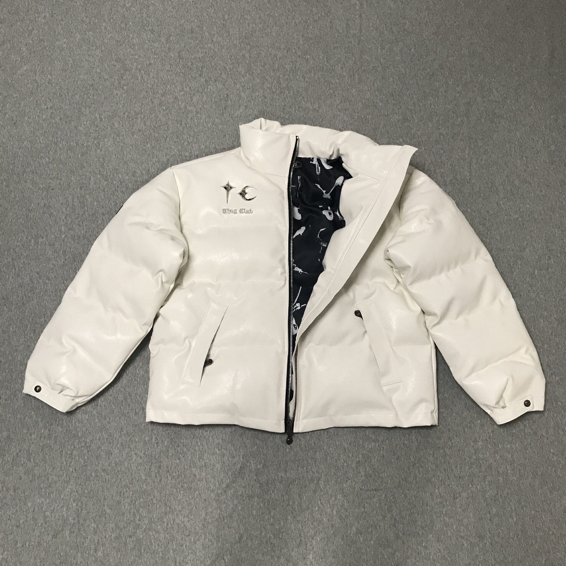 Thug Club ’Drip’ Puffer Jacket - PU Leather Opium Outerwear