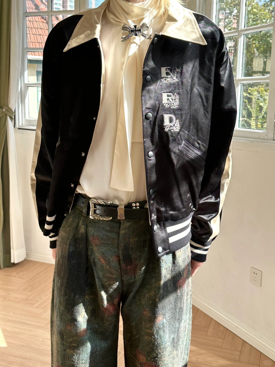 ERD AW24 ’Opium Den’ Varsity Jacket - Silk Court Embroidery Baseball Coat