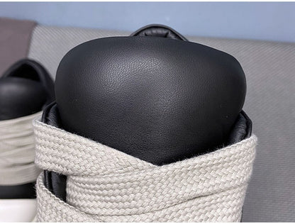 Custom-made Rick Owen Leather Platform Bread Sneakers BAPESTALOW Padded Shoes Inflatable