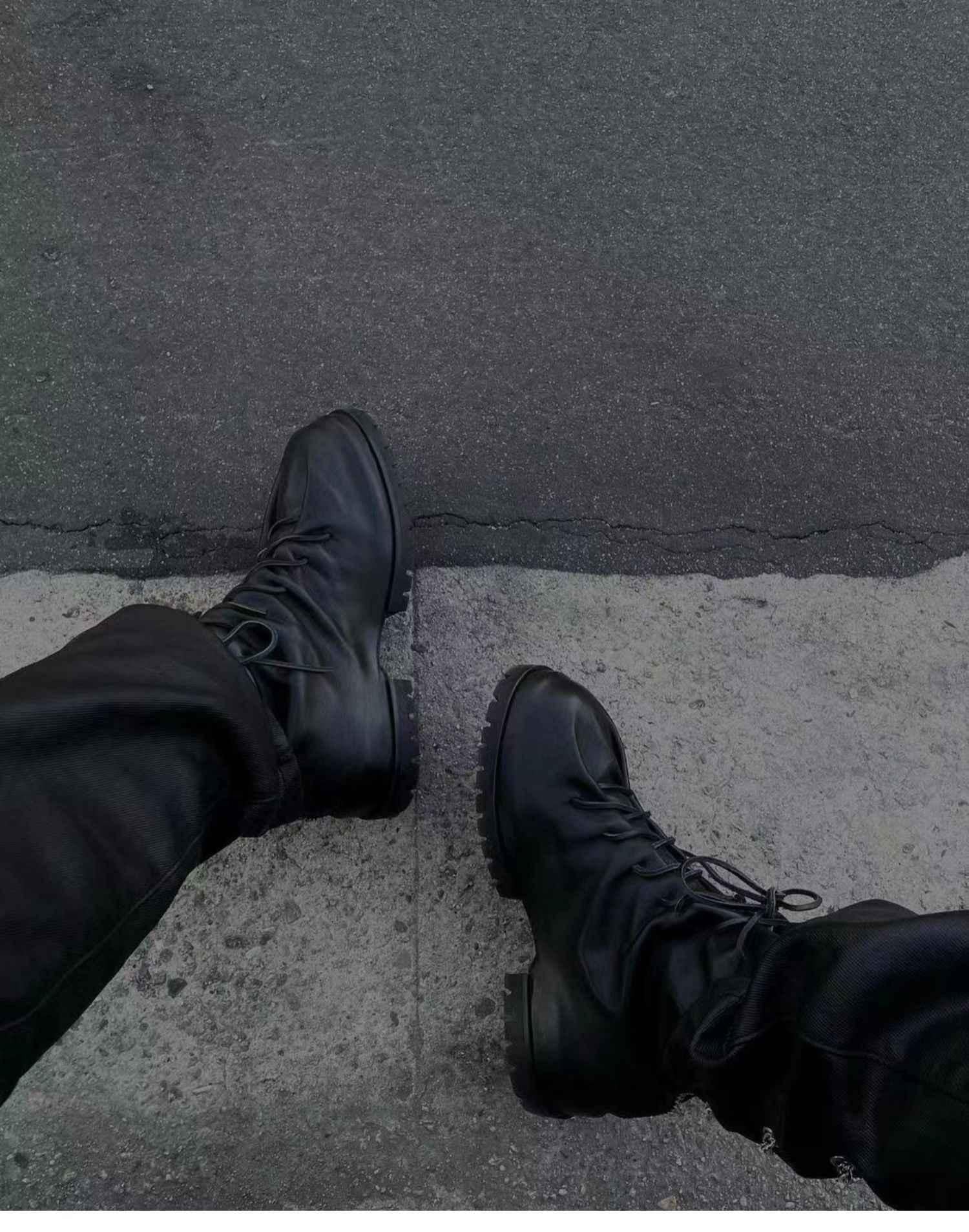 424 on Fairfax Ankle Boots - SS22 Crinkled Zip High-Top Retro Thick-Soled Lambskin