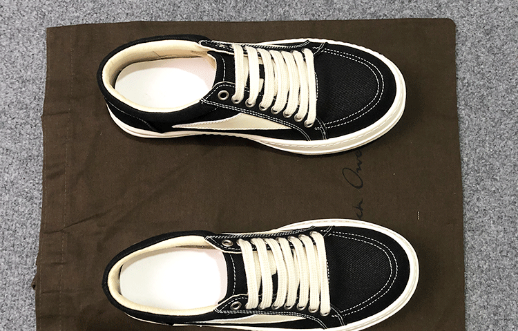 RO 22SS Vintage Leather Low-Top Sneaker Rick Owens - Black/Milk - 