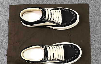 RO 22SS Vintage Leather Low-Top Sneaker Rick Owens - Black/Milk - 
