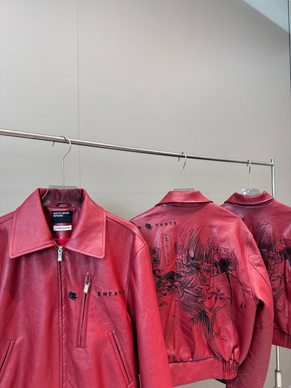 ERD Melancholic Heir PU Lambskin Jacket -Custom-Dyed Coated Cropped Leather Coat