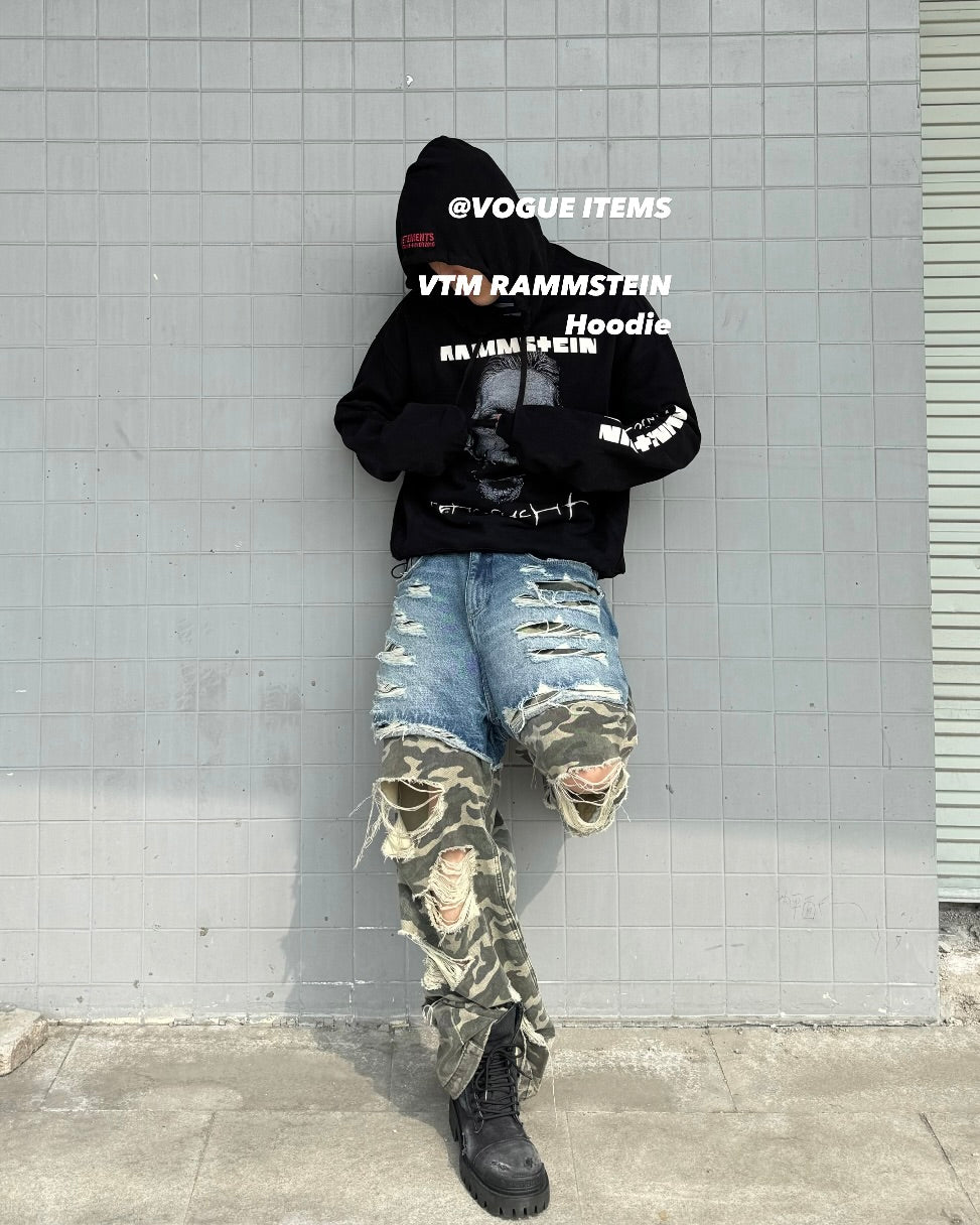 German Rammstein Vetement VTM Black Dark Punk Oversized Hoodie Jacket