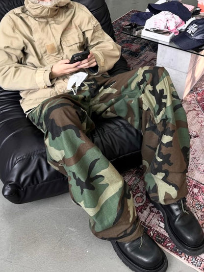 Vintage M65 Remake Camo Work Pants - Baggy Wide-Leg Trousers Playboi Carti