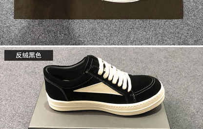 RO 22SS Vintage Leather Low-Top Sneaker Rick Owens - Black/Milk - 