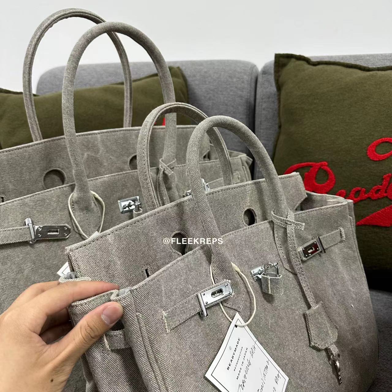 Remake Readymade Yuta Hosokawa Washed Canvas Birkin Bag - Large & Small Sizes