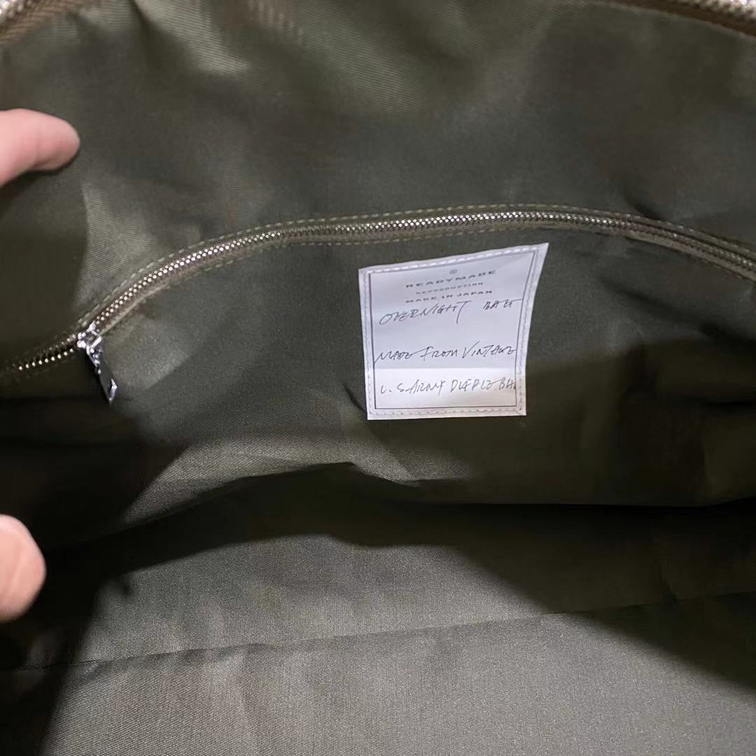 Readymade Overnight Bag - Army Green Canvas Embroidered Travel Bucket Gym Bag - Green