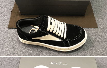 RO 22SS Vintage Leather Low-Top Sneaker Rick Owens - Black/Milk - 