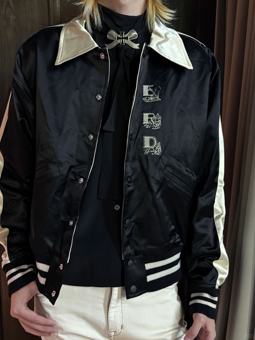 ERD AW24 ’Opium Den’ Varsity Jacket - Silk Court Embroidery Baseball Coat
