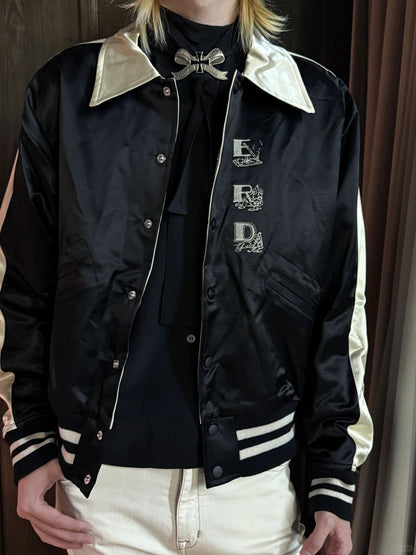 ERD AW24 ’Opium Den’ Varsity Jacket - Silk Court Embroidery Baseball Coat