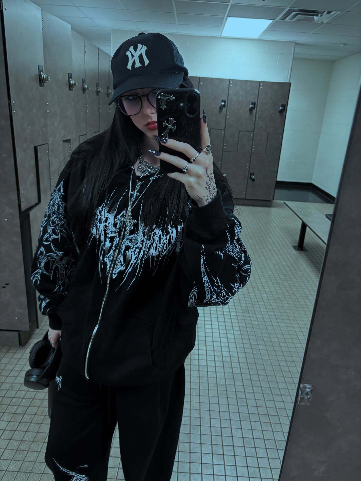 Breathedivinity Dark Gothic Zip-Up Hoodie - 420g French Terry