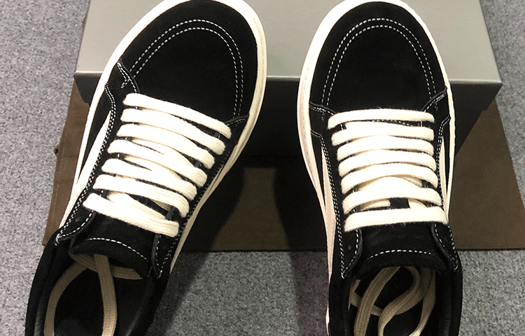 RO 22SS Vintage Leather Low-Top Sneaker Rick Owens - Black/Milk - 