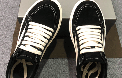 RO 22SS Vintage Leather Low-Top Sneaker Rick Owens - Black/Milk - 
