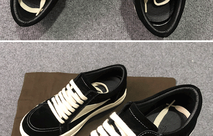RO 22SS Vintage Leather Low-Top Sneaker Rick Owens - Black/Milk - 