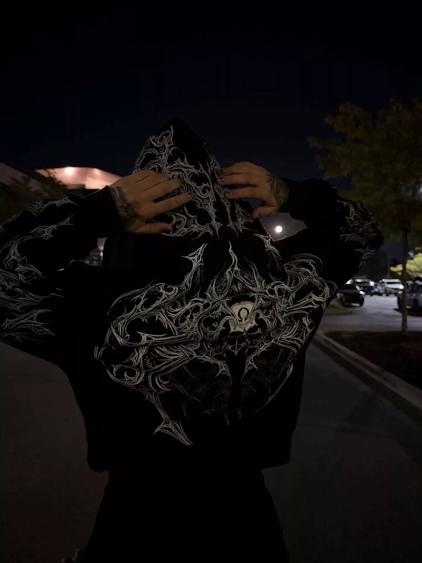 Breathedivinity Dark Gothic Zip-Up Hoodie - 420g French Terry