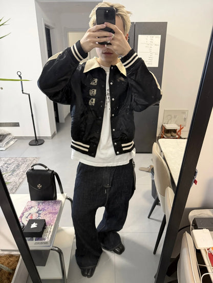 ERD AW24 ’Opium Den’ Varsity Jacket - Silk Court Embroidery Baseball Coat