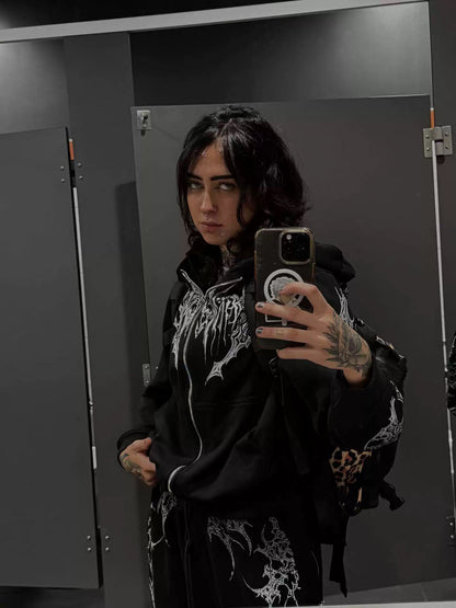 Breathedivinity Dark Gothic Zip-Up Hoodie - 420g French Terry