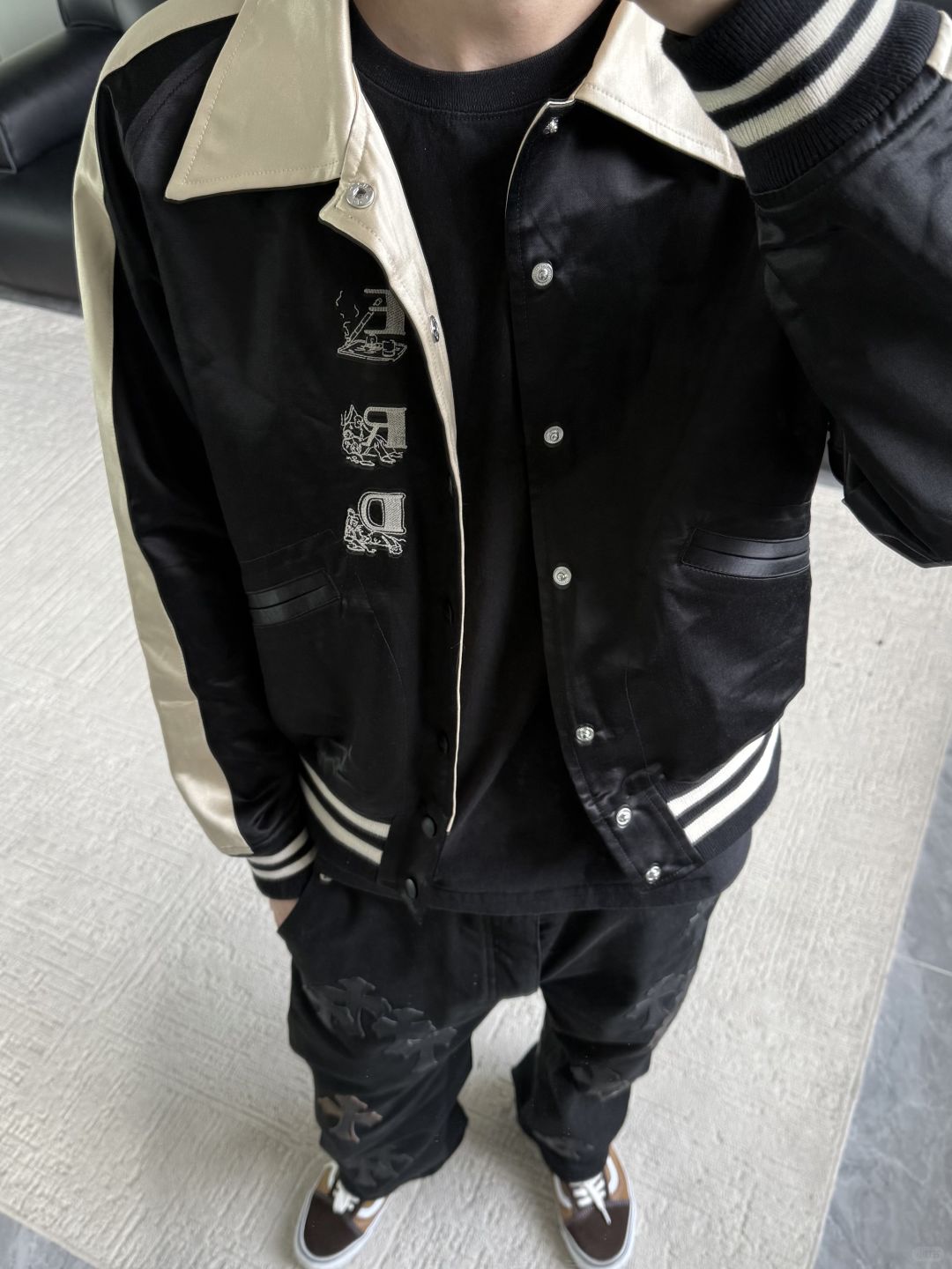 ERD AW24 ’Opium Den’ Varsity Jacket - Silk Court Embroidery Baseball Coat