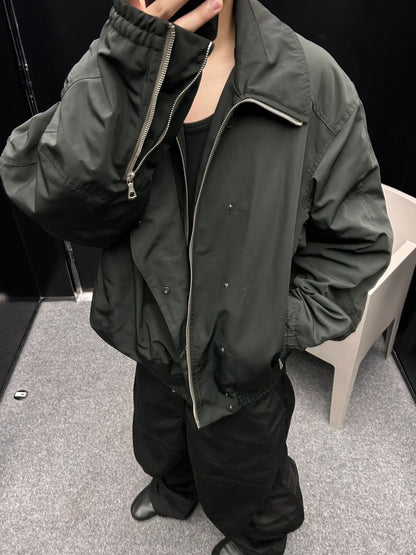 DVN AW24 Asymmetric Cocoon Zip Jacket - Nylon Utility Pants Set Oversized Pocket