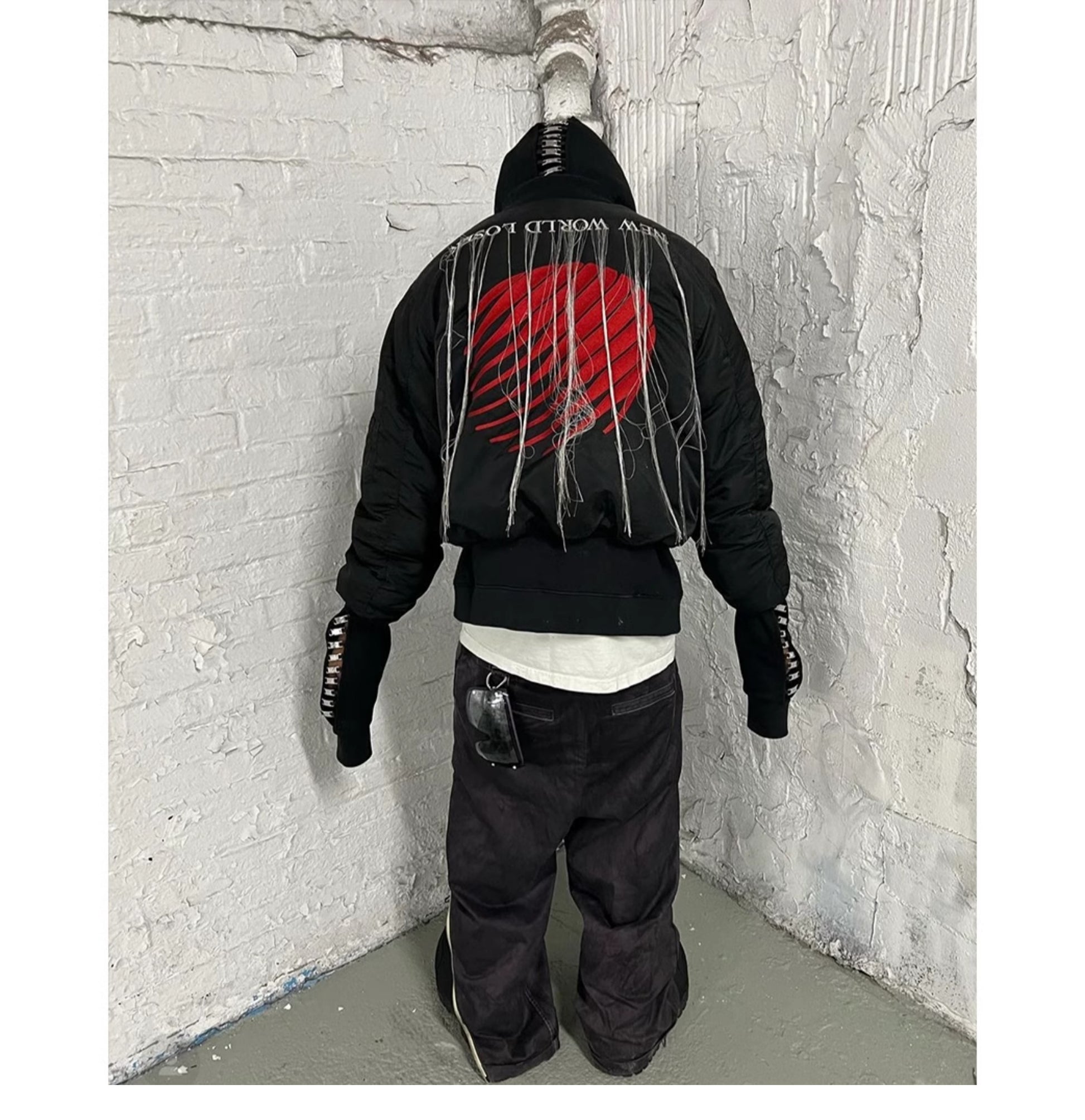 Hood By Air Fringe Bomber – HBA Embroidered Slogan Jacket