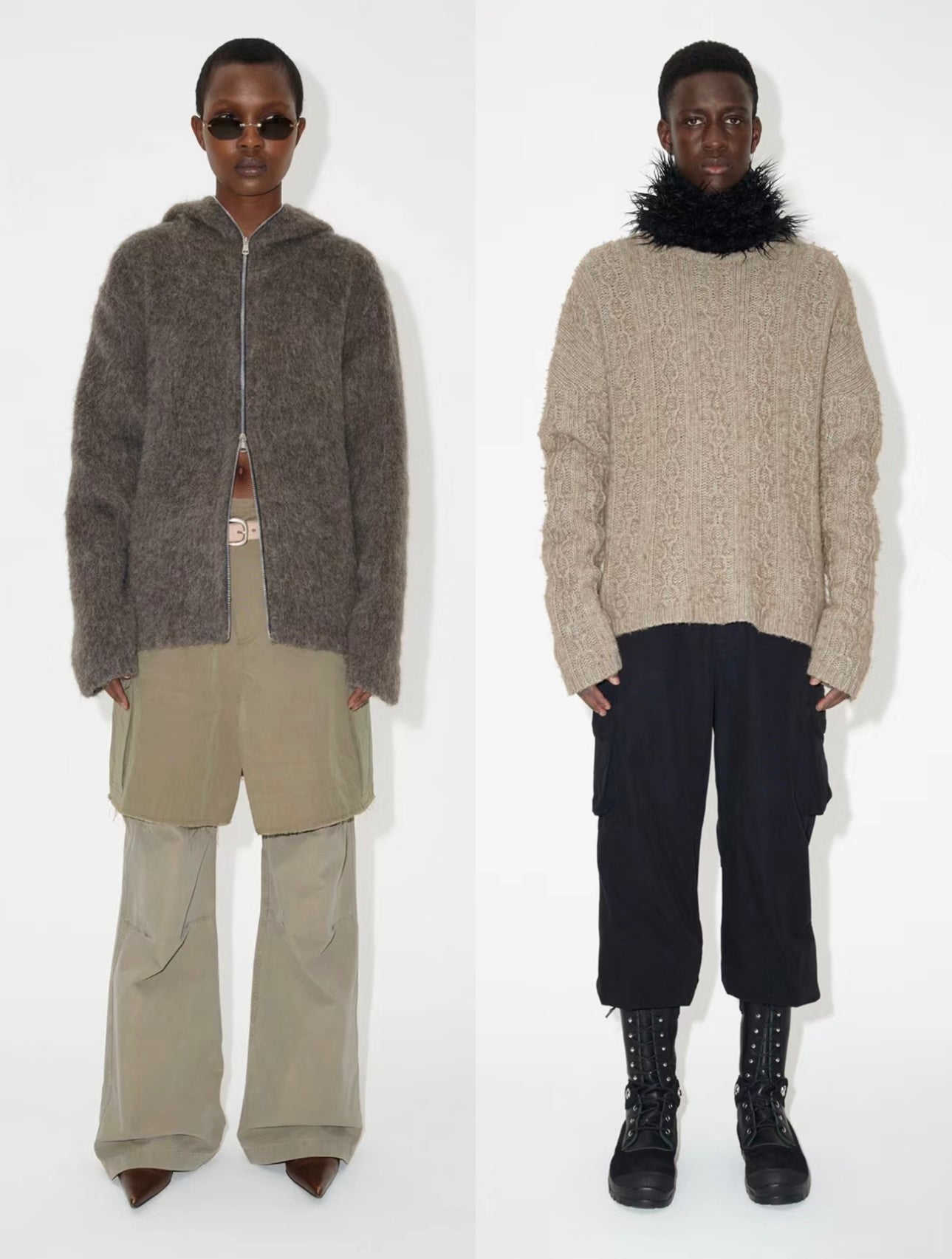 Our Legacy Grey Mohair Zip Cardigan – Wool Blend Relaxed Hooded Knit