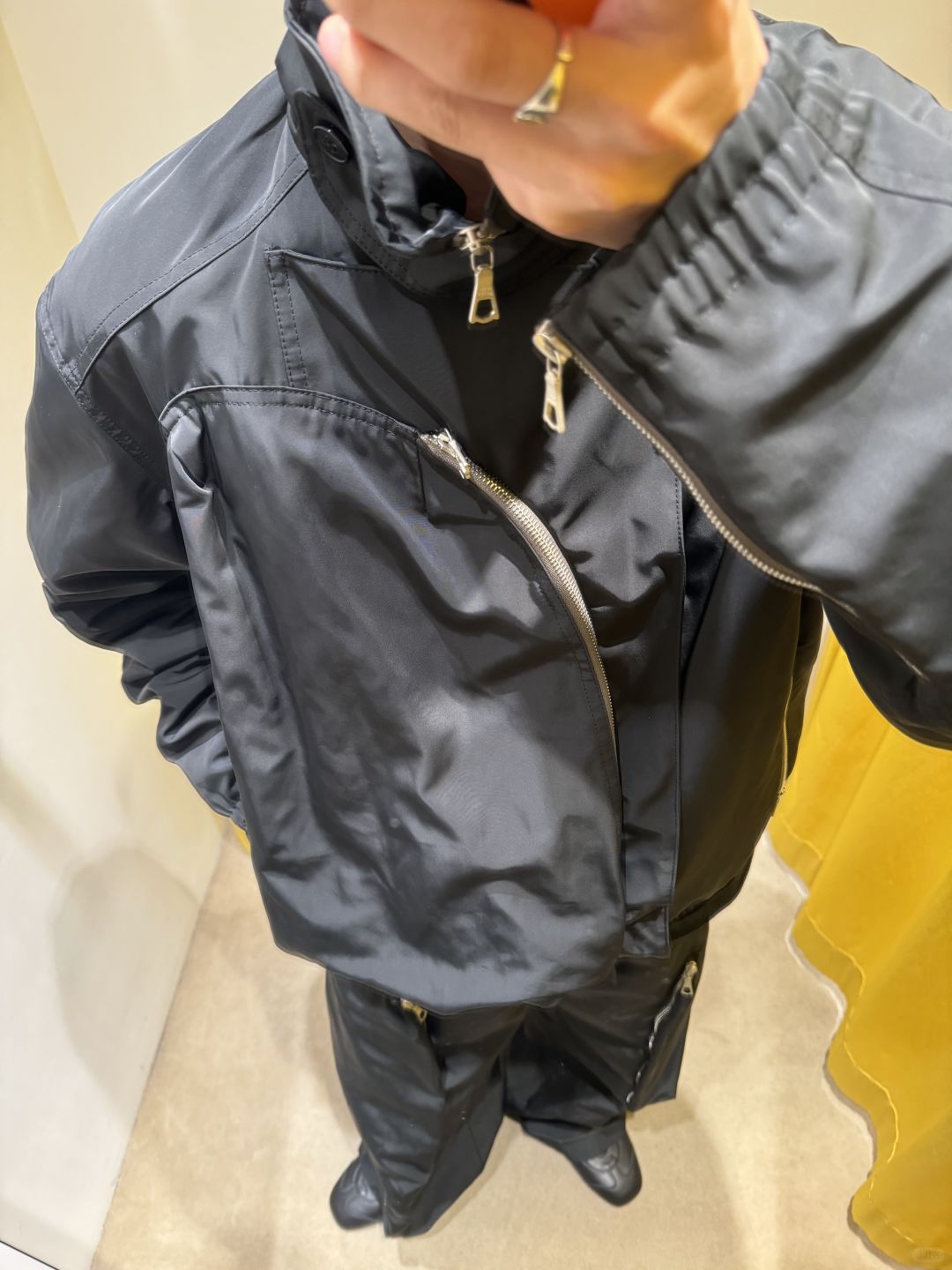 DVN AW24 Asymmetric Cocoon Zip Jacket - Nylon Utility Pants Set Oversized Pocket