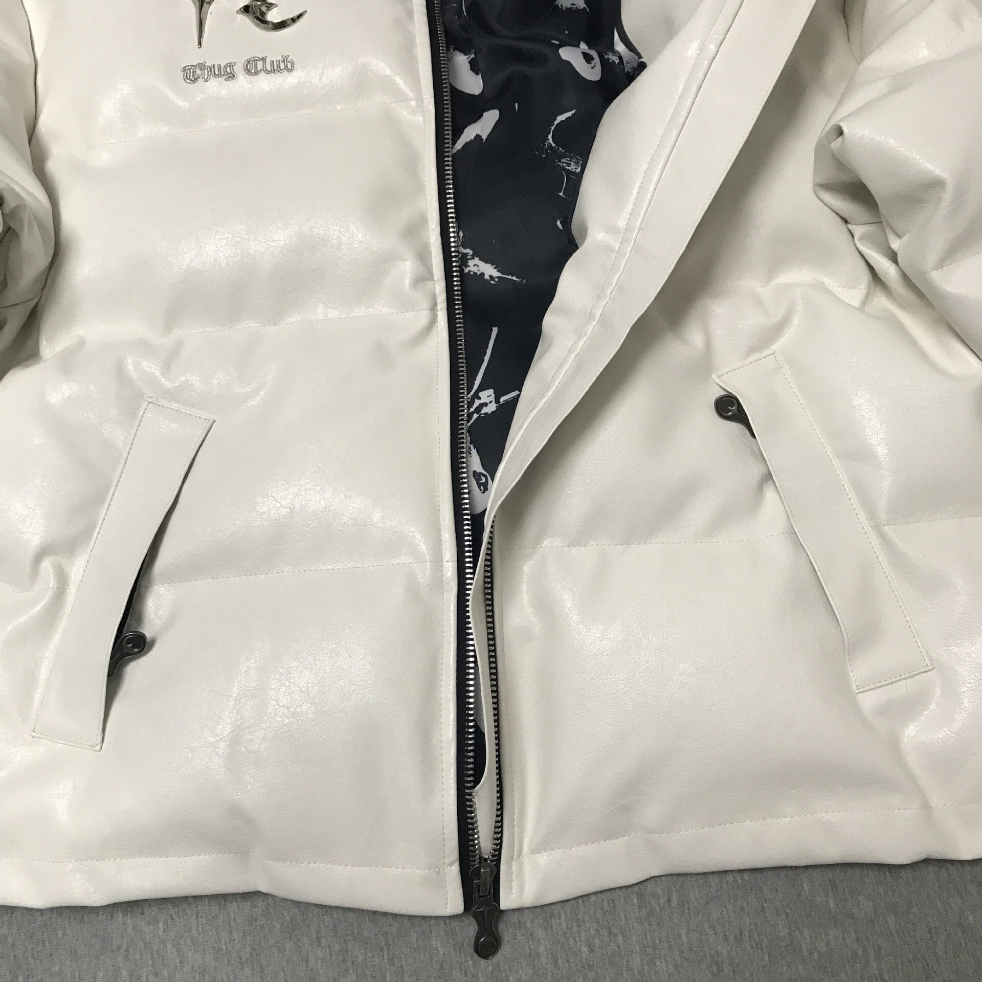 Thug Club ’Drip’ Puffer Jacket - PU Leather Opium Outerwear