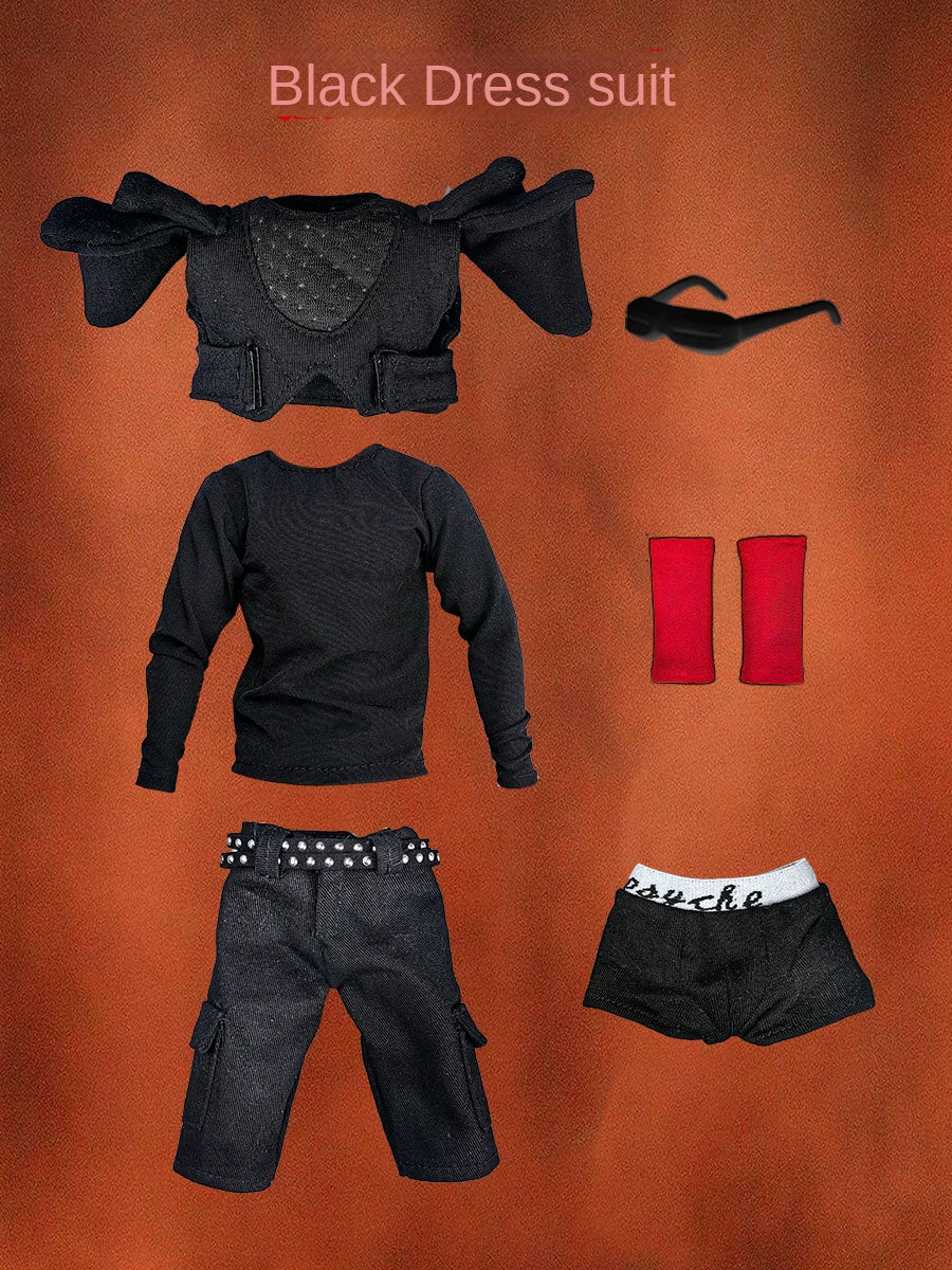 Remake 1/6 Scale Travis Scott Action Figure - Collectible Gift Set - ts black clothing suit