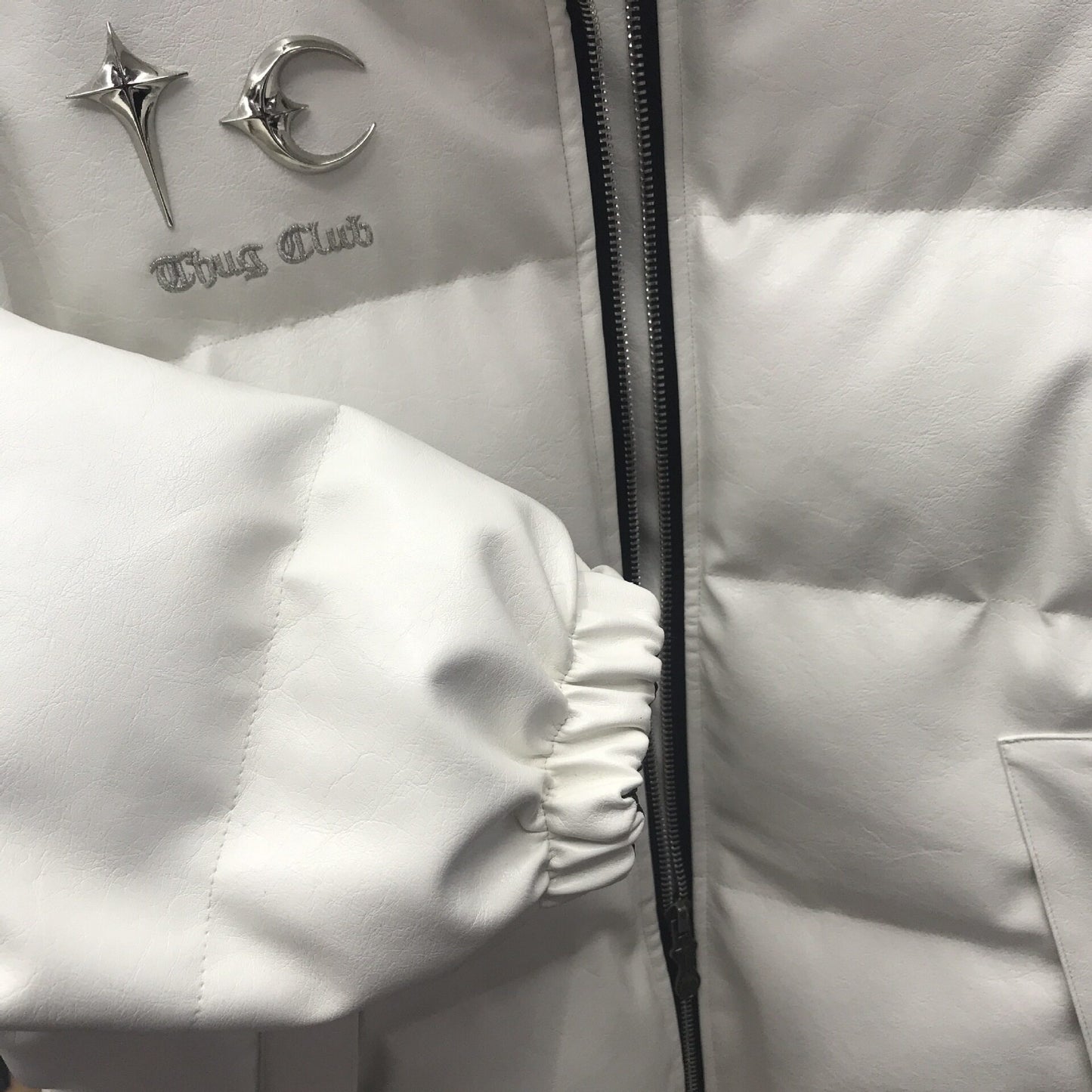 Thug Club ’Drip’ Puffer Jacket - PU Leather Opium Outerwear
