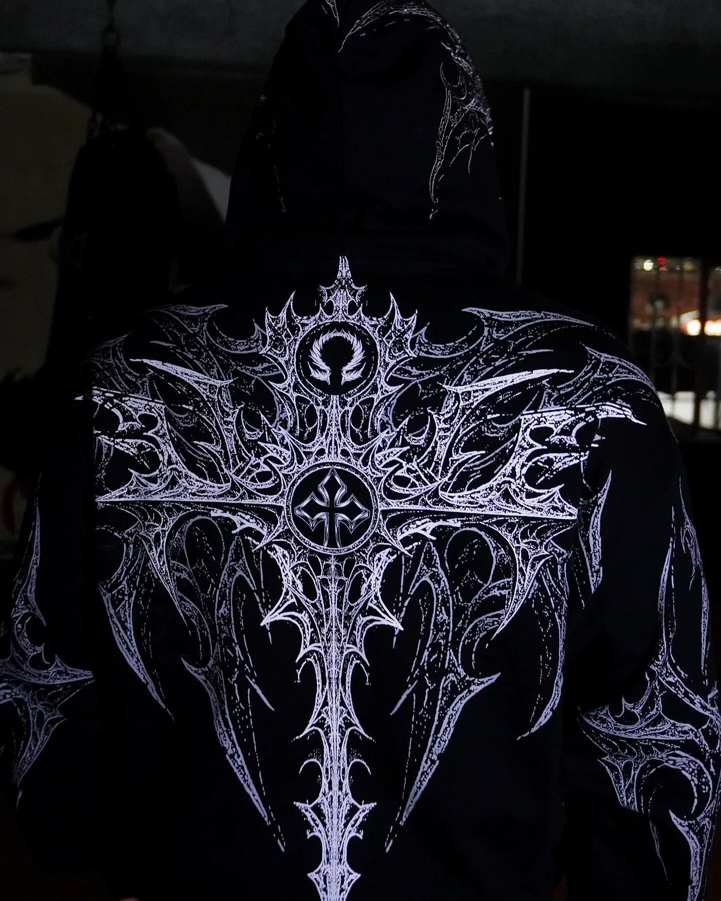 Breathedivinity Dark Gothic Zip-Up Hoodie - 420g French Terry