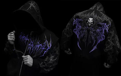 Breathedivinity Dark Gothic Zip-Up Hoodie - 420g French Terry
