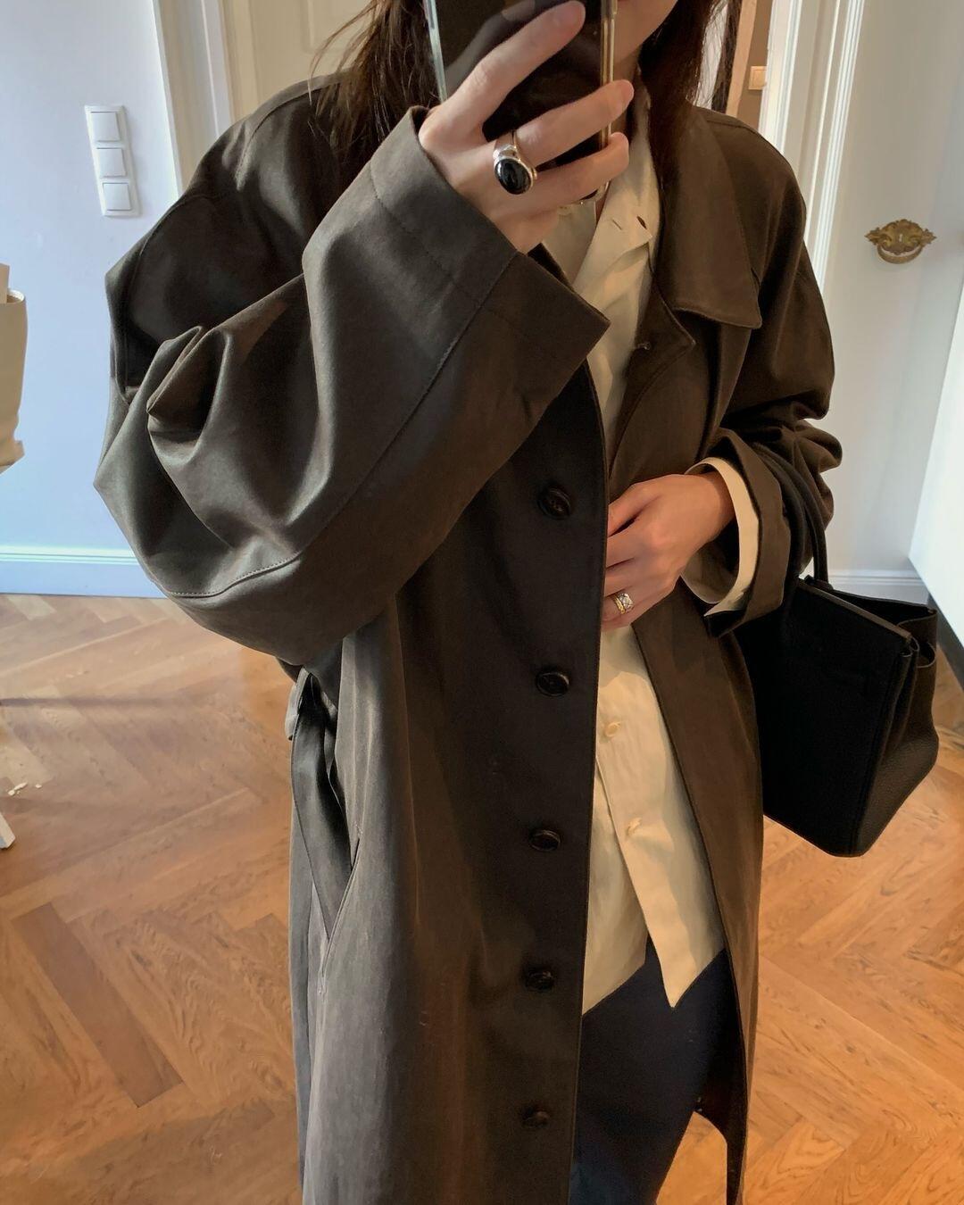 24FW Lemaire Wool Blend Coat – Heavyweight Raglan Long Trench