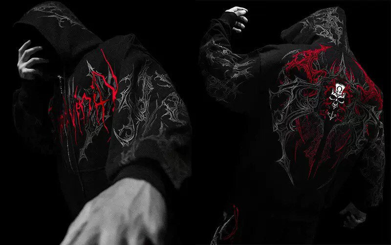 Breathedivinity Dark Gothic Zip-Up Hoodie - 420g French Terry