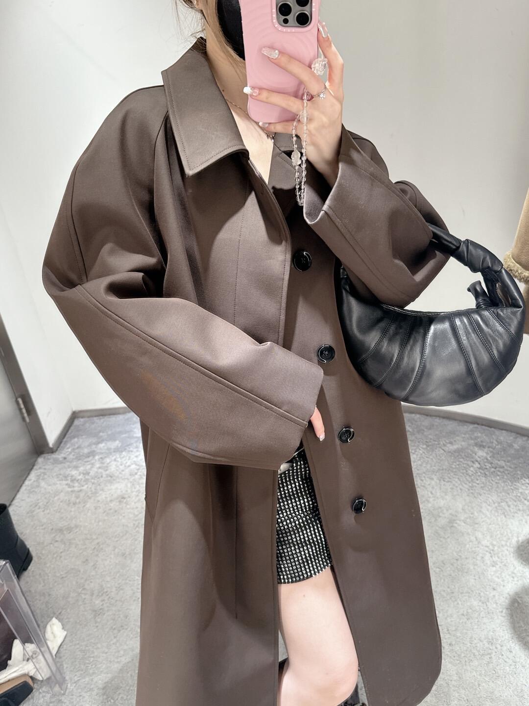 24FW Lemaire Wool Blend Coat – Heavyweight Raglan Long Trench