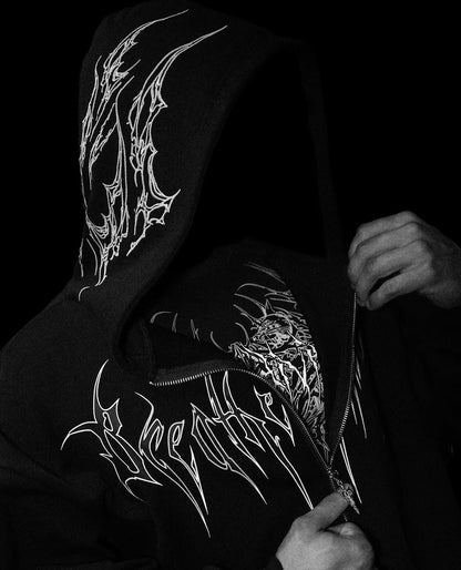 Breathedivinity Dark Gothic Zip-Up Hoodie - 420g French Terry